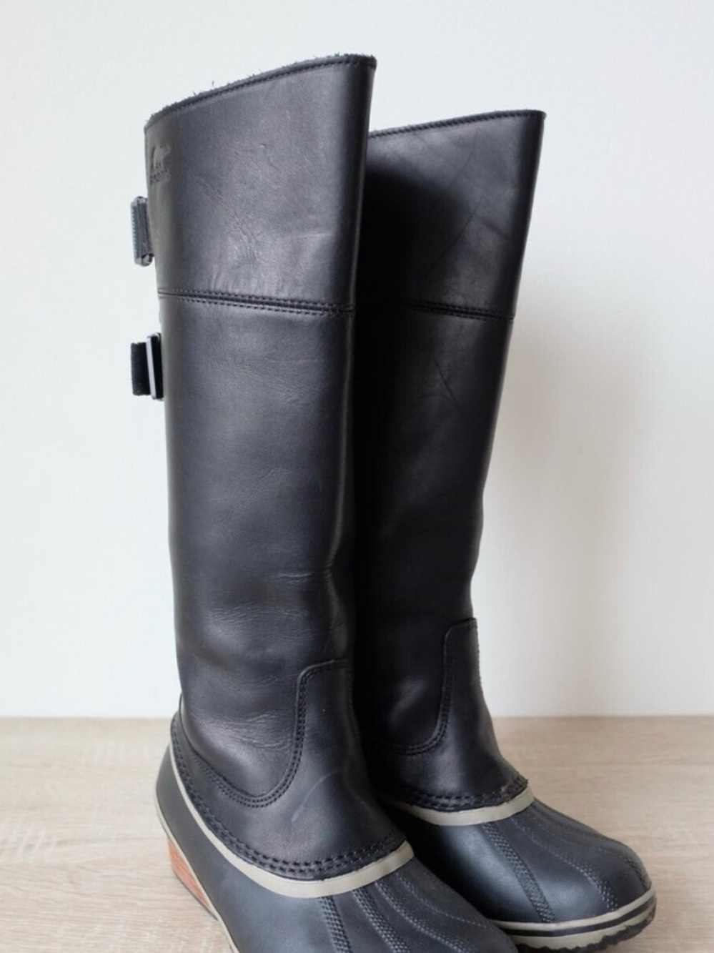 Sorel Black Tall Waterproof Winter/Rain Boots with Buckle Detail